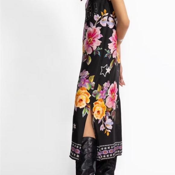 Johnny Was Black Maxi Dress with Floral Design - Picture 2 of 6